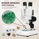 ESAKO Dual LED Kids Microscope - 52+ Piece Science Kit with Mineral & Insect Specimens, 10 Prepared Slides & 10 DIY Blank Slides, Microscope kit for Kids 8-12 by TinyTreasures Baby Boutique