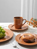 famiware Aurora Coffee Mugs, 14oz Mug Set of 4, Stoneware Mug, Cups for Kitchen, Cappuccino, Latte, Reactive Glaze, Microwave Safe, Scractch-resistant, Brown by CozyNest Decor
