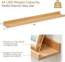 Floating Picture Ledge Shelves 36 Inch Solid Oak Wood Set of 2, Rustic Wall Storage Shelves with Lip, Kids Bookshelf, Photo & Picture Ledge Shelves for Bedroom, Living Room, Kitchen by CozyNest Decor