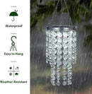 Hanging Solar Crystal Chandelier Outdoor, 21” Modern Solar Transparent Acrylic Beaded Lantern with Cool White LED S Hooks for Garden Yard Patio Gazebo Outside Decor by GreenHaven Gardens