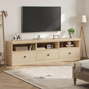 IDEALHOUSE 70in TV Stand for TVs up to 80", Mid Century Modern Entertainment Center with Storage Drawer and Open Shelves, TV Console Media Cabinet for Living Room, Bedroom (Light Oak) by CozyNest Decor