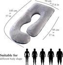 Pregnancy Pillow, Full Body Maternity Pillow 57 inch, with Removable Washable Cover - Sleep Support for Legs, Back, Neck, Shoulder, HIPS, Belly, Velvet Cover-Grey-Dark Blue by TinyTreasures Baby Boutique