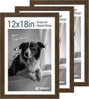 12x18 Poster Frame 3 Pack - Brown Woodgrain, Wood Poster Frame, HD Tempered Glass, Wall Gallery Picture Photo Frame by CozyNest Decor