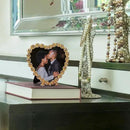 Heart Shaped Wedding Picture Frames for Couple - Beaded Crystal 4x4 Picture Frame – Engagement Gift, Wedding Gift for newlyweds - Fits 3.5x3.5 photo - Valentine Picture Frame (Golden) by CozyNest Decor