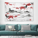 Cherry Blossoms Tapestry, Japanese Fuji Mountain Tapestry, Asian Japanese Wall Tapestry, Nature Landscape Tapestries for Bedroom Living Room Decor 90"x60" by CozyNest Decor