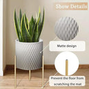 ARNIS Plants Pots with Stand,Set of 2 Flower Pots, Unique Mid Century Decorative Metal Flower Pots with Drainage,10.5&12.25 Inch, Grey and White by CozyNest Decor