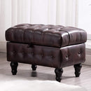 Artechworks Coffee Table Ottoman with Storage,Button Tufted PU Leather Upholstery Footstool Bed Ottoman for Living Room, Home Office, Space-Saving Storage Toy Box Stool, Brown by CozyNest Decor