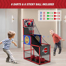 Basketball Arcade Game Indoor Outdoor, Kids Basketball Hoop with 4 Balls & Pump, Single Shot Basketball Game at Home, Carnival Games Sport Toys Gifts for Boys Girls Teens by TinyTreasures Baby Boutique
