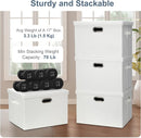 Large 17" 36 Quart Collapsible Stackable Storage Bins with Lids, 1 Pack White Foldable Fabric Closet Storage Boxes with Lids, 4 Handles Heavy-duty Linen Cube Baskets for Bedroom by TinyTreasures Baby Boutique