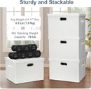 Large 17" 36 Quart Collapsible Stackable Storage Bins with Lids, 1 Pack White Foldable Fabric Closet Storage Boxes with Lids, 4 Handles Heavy-duty Linen Cube Baskets for Bedroom by CozyNest Decor