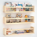 Nursery Floating Shelves for Kids Room, Set of 3 Wall Book Shelves for Kitchen Living Room, Book Shelf Wall Mounted for Baby Kids Bedoom Bathroom (Nature, 24inch Set 3) by TinyTreasures Baby Boutique