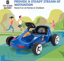 TOBBI 12V Electric Go Kart for Kids Battery Powered Ride on Car Outdoor Race Toy with Remote Control, Safety Belt, Music, LED Lights and Flags for Toddlers 3-8 Years, Blue by TinyTreasures Baby Boutique