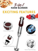 Megawise 3-in-1 Hand Blender – 12-Speed, Includes Powerful Blender Stick, Whisk, and Milk Frother – Easy to Clean and Perfect for Smoothies, and More (Red) by TinyTreasures Baby Boutique