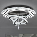 Flashing God Large Crystal Chandelier Dia 48" Black Chandelier Flush Mount Ceiling Light for Bedroom Living Room Dining Room Hallway Dimmable 3 Rings LED Celing Lighting Fixtures by CozyNest Decor