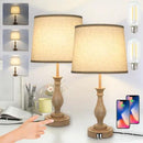 Touch Lamps for Bedrooms Set of 2, Farmhouse Table Lamp with Dual USB Charging Ports, 3 Way Dimmable Nightstand Lamps with Linen Fabric Lampshade for Bedroom (Pack 2-Beige Shade & Antique Brown) by CozyNest Decor