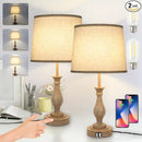 Touch Lamps for Bedrooms Set of 2, Farmhouse Table Lamp with Dual USB Charging Ports, 3 Way Dimmable Nightstand Lamps with Linen Fabric Lampshade for Bedroom (Pack 2-Beige Shade & Antique Brown) by CozyNest Decor