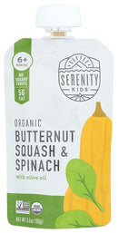 Serenity Kids 6+ Months USDA Organic Veggie Puree Baby Food Pouches | No Sugary Fruits or Added Sugar | Allergen Free | 3.5 Ounce BPA-Free Pouch | Butternut Squash & Spinach | 1 Count by TinyTreasures Baby Boutique