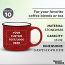 DISCOUNT PROMOS Custom Ceramic Campfire Coffee Mugs 13 oz. Set of 10, Personalized Bulk Pack - Perfect for Tea, Espresso, Cappuccino, Hot Cocoa - Red by TinyTreasures Baby Boutique