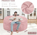 5FT Bean Bag Chair, Large Bean Bag Chairs with Memory Foam Filled, Fluffy Beanbag Sofa with Dutch Velvet Cover, Round BeanBag Chairs for Living Room, Playroom - Light Pink by TinyTreasures Baby Boutique