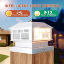 4 Packs Solar Post Cap Lights White Fence Deck Post Light Solar Powered Fit 3.5x3.5 4x4 5x5 Wooden Posts Outdoor Waterproof by GreenHaven Gardens