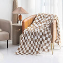 LOMAO Throw Blankets Flannel Blanket with Checkerboard Grid Pattern Soft Throw Blanket for Couch, Bed, Sofa Luxurious Warm and Cozy for All Seasons (Khaki, 50"x60") by CozyNest Decor