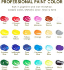 24 Colors Acrylic Paint Set, 2oz Bottles Classic Color, Rich Pigmented Canvas Paint Set, Premium Non-toxic Acrylic Paint for Artists, Kids & Adults, Art Supplies for Canvas Painting Rocks Wood Ceramic Model with 10 Brushes & Palette by TinyTreasures Baby Boutique