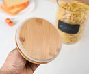 Set of 2 Large Glass Canisters for Kitchen Counter with Airtight Bamboo Lids + Marker & Labels - Cookie Jars with Wooden Lid, Food Storage Containers for Pantry, Flour Pasta Candy Coffee Pods - 68oz. by CozyNest Decor