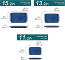 vancasso Stern Serving Platters Set of 3, 15/13/ 11 Inches Rectangular Serving Plates, Blue Serving Trays for Entertaining, Party by CozyNest Decor