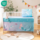 4 Piece Crib Bedding Set for Boys Girls, Infant Toddler Nursery Baby Bedding Sets Includes Cartoon Quilt, Fitted Crib Sheet, Crib Skirt and Plush Mermaid Toy by TinyTreasures Baby Boutique