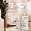 Personalized Nursery Crib Bedding Set: Custom Name 5 Piece Baby Crib Sets with Cute Sika Deer & Fox Pattern - Toddler Double Layer Blanket Set, Comfortable Crib Bed Sheets for Baby Grils by TinyTreasures Baby Boutique