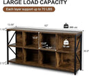 8 Cube Storage Organizer Bookshelf, Industrial Horizontal Bookcase, Accent Cubby Shelf, Media Console Table for Living Room, Home and Office, 63 Inches, Rustic Brown by CozyNest Decor