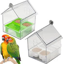 Ziveseller/Sowhathow Pull-Out External Parrot Feeder, Parrot Feeder Parakeet House Bird Bath Transparent Dish Water, Hanging Wild Bird Seed with Squirrel Proof Tray (Mix*2) by GreenHaven Gardens