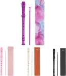 Recorder Instrument for Beginner Kids Adults,8-Hole Soprano Descant Recorder Music Flute with with Cleaning Rod & Leather Case For School Student Home Entertainment(2-Purple Blue Splash-ink) by TinyTreasures Baby Boutique
