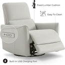 CHITA Power Recliner Chair Swivel Glider, FSC Certified Upholstered Faux Leather Living Room Nursery Reclining Sofa Chair with Lumbar Support, Cream by CozyNest Decor
