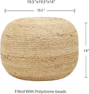 REDEARTH · Jute Circular Jute Pouf Ottoman - Braided Pouffe Accent Sitting Round Footrest for Living Room, Bedroom, Nursery, kidsroom, Patio, Gym; 100% Jute (19.5"x19.5"x14"; Jute Natural) by CozyNest Decor