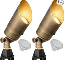 GKOLED Solid Brass Spotlight Low Voltage Landscape Lighting, LED Outdoor Lights for Garden Patio Yard, Directional Up and Down Light with 5W MR16 Bulb, 12V 2700K Warm White, 2 Pack by GreenHaven Gardens