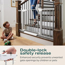 Cumbor 29.7-46" Baby Gate for Stairs, Gifts for Mom-Auto Close Dog Gate for The House, Easy Install Pressure Mounted Pet Gates for Doorways, Easy Walk Thru Wide Safety Gate for Dog, Gray by TinyTreasures Baby Boutique
