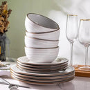 GBHOME Ceramic Dinnerware Sets,12 pcs Embossed Elegant Stoneware Plates and Bowls Sets, Housewarming Wedding Gift | Dishwasher & Microwave Safe | Dishes Set Service for 4 by CozyNest Decor