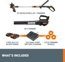 Worx 20V GT Revolution 12" Cordless String Trimmer & Turbine Leaf Blower Power Share Combo Kit - WG930.2 (Batteries & Charger Included) by GreenHaven Gardens
