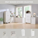 Modern Double Tilt-Out Trash Cabinet, 20 Gallon Fluted Laundry Hamper Cabinet w/2 Drawers, Wooden Hidden Garbage Can Cabinets with Storage Basket,Free Standing for Kitchen & Living Room, White by CozyNest Decor