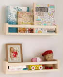 Heimlove Nursery Floating Shelves, Wood Nursery Book Shelves for Wall, 16 inch Wall Bookshelf for Kids Solid Wood Wall Mounted Shelves for Books,Toys and Decor Storage, Set of 2 by TinyTreasures Baby Boutique