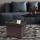 ALASDO Brown Leather Storage Ottoman Footrest Stool, 17x13x13inches, Modern Style by CozyNest Decor