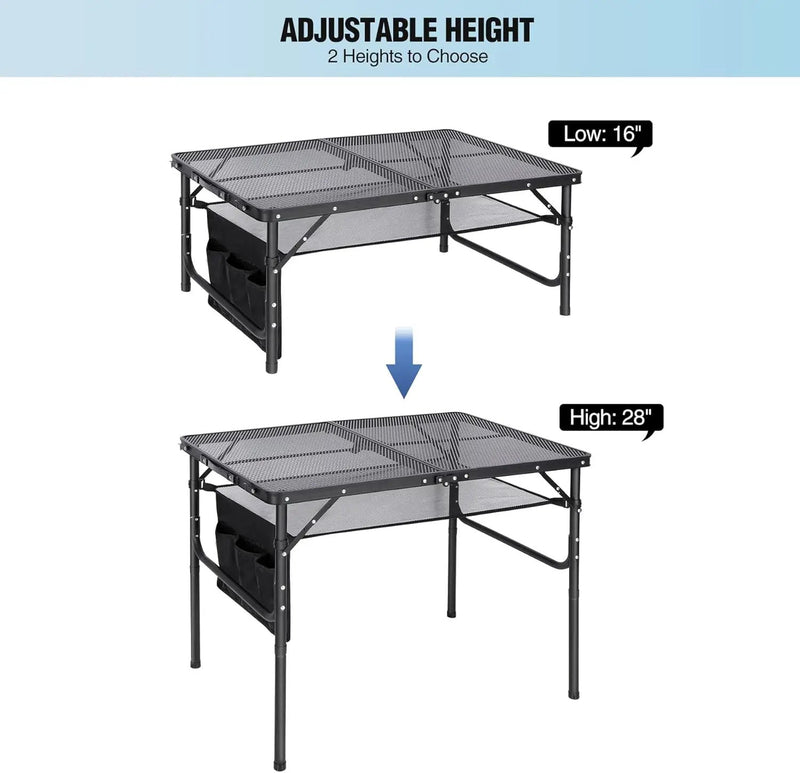 RedSwing Folding Grill Table,Aluminum Portable Grill Stand Table for Outdoor Camping Picnic BBQ Lightweight, Adjustable Height, 36''x24''x16/28'', Black, photo 6 of 6