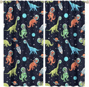 Cartoon Dinosaur Curtains for Kids Boys Girls Home Decor, Astronaut Rocket Funny Outer Space Blackout Rod Pocket Window Drapes for Bedroom Living Room W31.5xL63in 2 Panels by TinyTreasures Baby Boutique