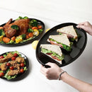 vicrays Serving Platter Ceramic Tray Plates Extra Large Oval 14.5 Inch Porcelain Dinner Plates Long Serving Dish Set Entertaining Party Restaurant Food Meat Sushi Fish Turkey Platter - Black by CozyNest Decor
