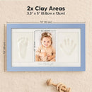 Baby Hand and Footprint Kit - Clay Handprint Keepsake Frame, Newborn Nursery Picture Frame, Personalized New Mom Gifts for Baby Shower & Registry (Cornflower) by TinyTreasures Baby Boutique