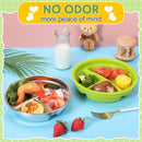 Nuogo 1 Pcs Stainless Steel Baby Suction Plates with Removable Silicone Shell 2-in-1 Metal Toddler Bowl Divided for Picky Eaters Kid Feeding Led Weaning Supply, Dishwasher Safe (Green) by TinyTreasures Baby Boutique