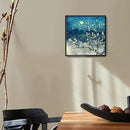Framed Wall Art Bathroom Décor Modern Floral Tree Canvas Picture Plum Blossom Starry Night Flower Canvas Print Abstract Lake Blue Teal Yellow Painting for Modern Living Room Bedroom Office Décor Small by CozyNest Decor