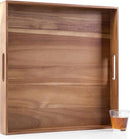 Extra Large Square Wood Tray, Generously 22" Acacia Serving Trays for Large Ottoman Coffee Table, Giant Square Shape Sofa Tray with Handles, Kitchen Organizer Storage Trays Huge Counter Serveware by CozyNest Decor