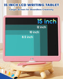 Bravokids 15 Inch LCD Writing Tablet for 3 Year Olds - Electronic Drawing Pad and Doodle Board as Educational Birthday Gifts for Girls and Boys (Pink) by TinyTreasures Baby Boutique